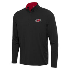 NHL Carolina Hurricanes Antigua Content Quarter-Zip Pullover Top - Black/Red