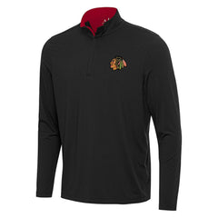 NHL Chicago Blackhawks Antigua Content Quarter-Zip Pullover Top - Black/Red