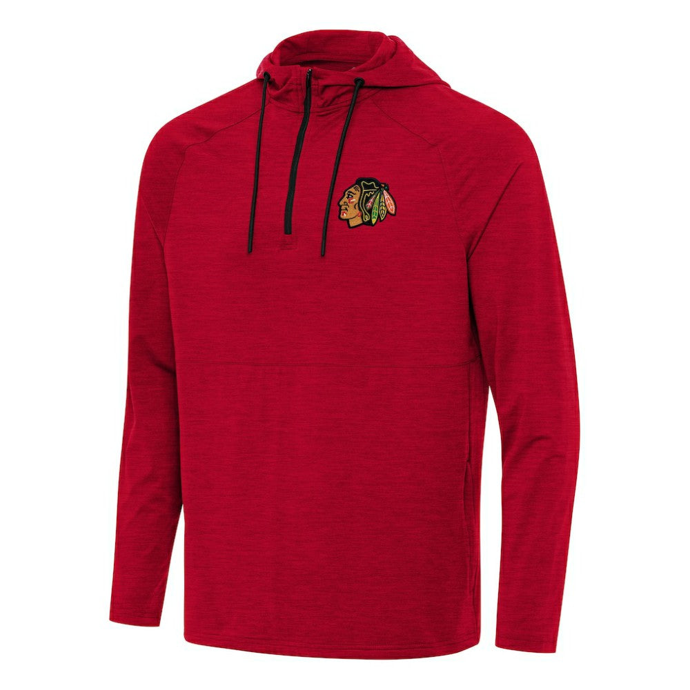 NHL Chicago Blackhawks Antigua Spikes Quarter-Zip Hoodie - Heather Red
