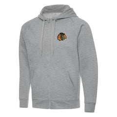 NHL Chicago Blackhawks Antigua Big & Tall Victory Full-Zip Hoodie - Heather Gray