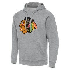 NHL Chicago Blackhawks Antigua Big & Tall Victory Pullover Hoodie - Heather Gray