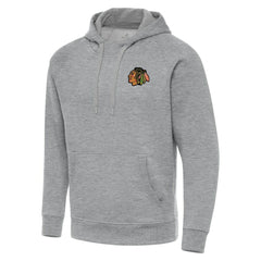 NHL Chicago Blackhawks Antigua Big & Tall Victory Pullover Hoodie - Heather Gray