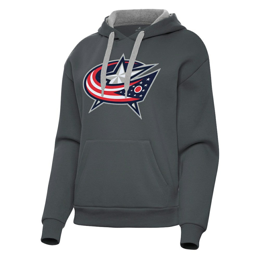 NHL Columbus Blue Jackets Antigua Women's Victory Pullover Hoodie - Charcoal