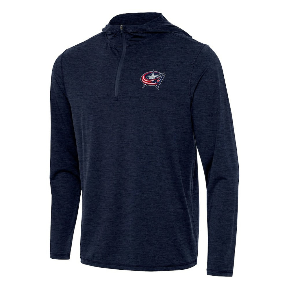 NHL Columbus Blue Jackets Antigua Tidy Quarter-Zip Hoodie - Heather Navy