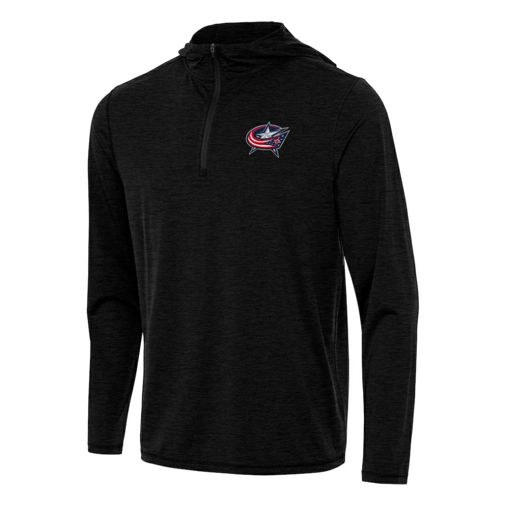 NHL Columbus Blue Jackets Antigua Tidy Quarter-Zip Hoodie - Heather Black