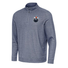 NHL Edmonton Oilers Antigua Subtle Quarter-Zip Sweatshirt - Heather Navy