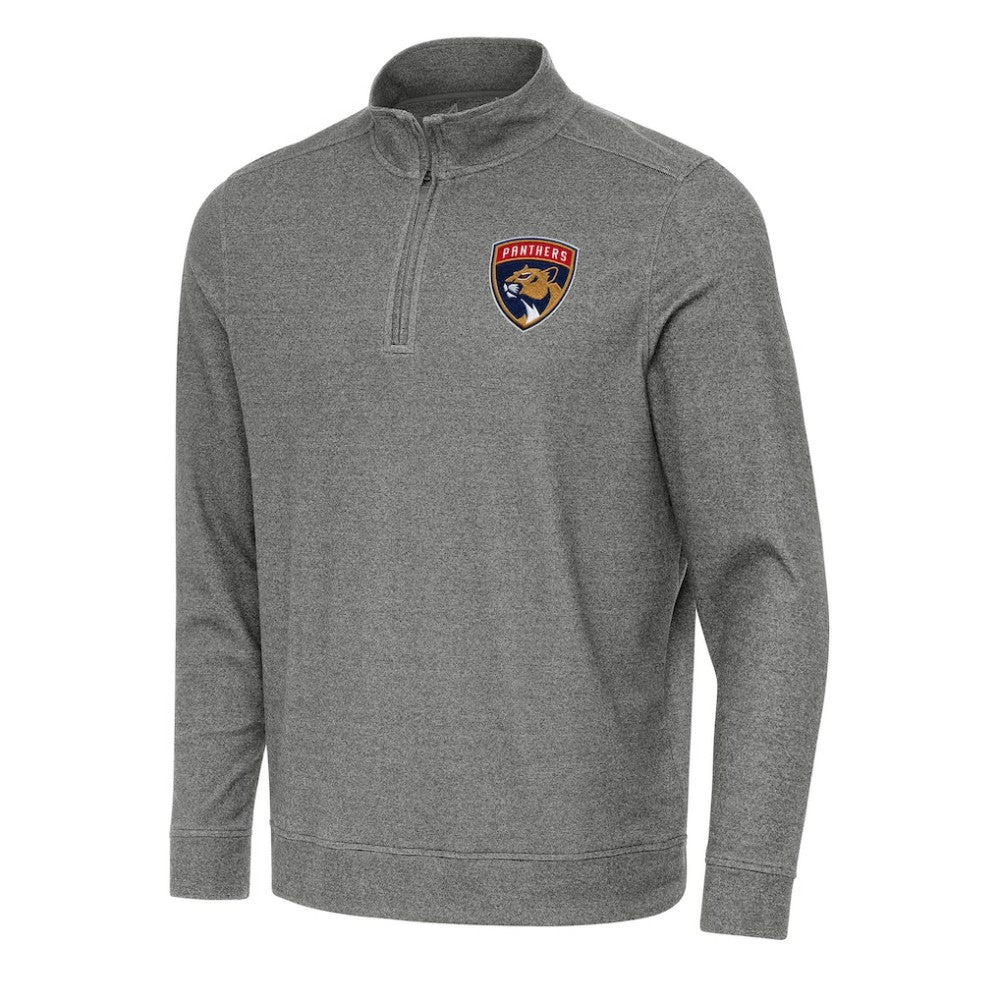 NHL Florida Panthers Antigua Subtle Quarter-Zip Sweatshirt - Heather Black