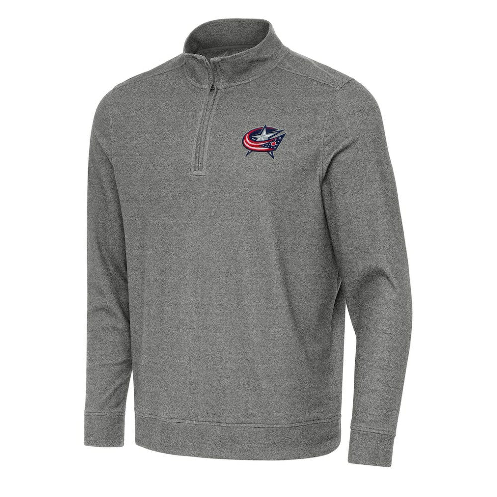 NHL Columbus Blue Jackets Antigua Subtle Quarter-Zip Sweatshirt - Heather Black