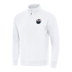 NHL Edmonton Oilers Antigua Victory Quarter-Zip Mock Sweatshirt - White