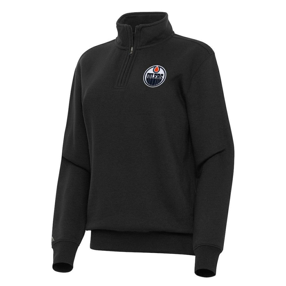 NHL Edmonton Oilers Antigua Women's Victory Quarter-Zip Sweatshirt - Black