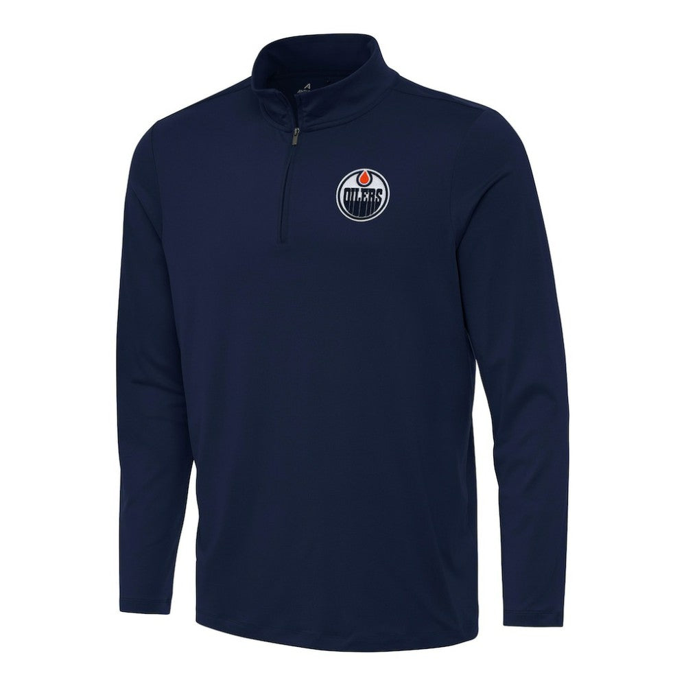 NHL Edmonton Oilers Antigua Reprocess Quarter-Zip Top - Navy