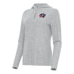 NHL Columbus Blue Jackets Antigua Women's Daybreak Quarter-Zip Hoodie - Heather Gray
