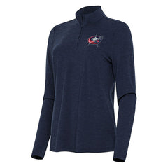 NHL Columbus Blue Jackets Antigua Women's Bright Quarter-Zip Top - Heather Navy