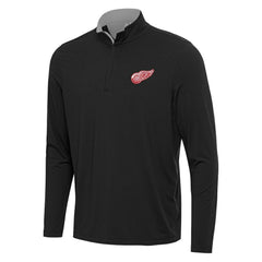 NHL Detroit Red Wings Antigua Content Quarter-Zip Pullover Top - Black/Gray
