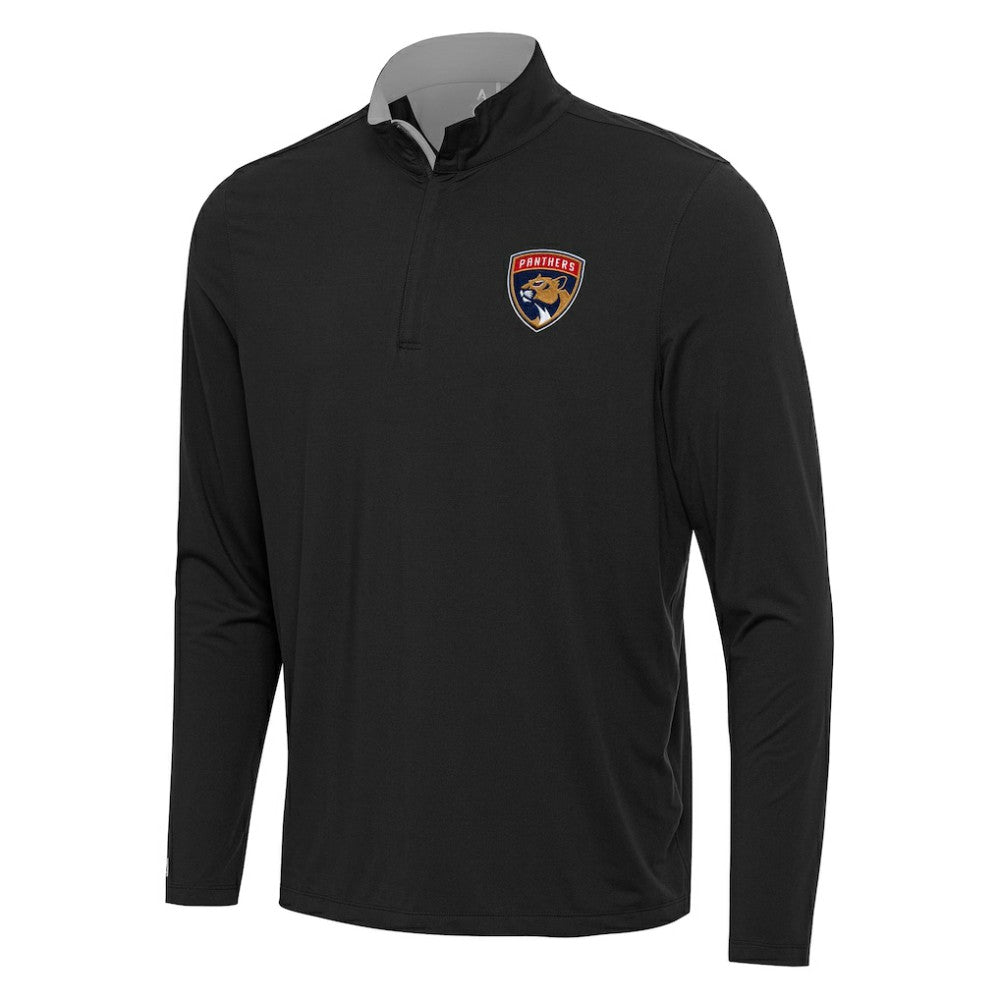 NHL Florida Panthers Antigua Content Quarter-Zip Pullover Top - Black/Gray