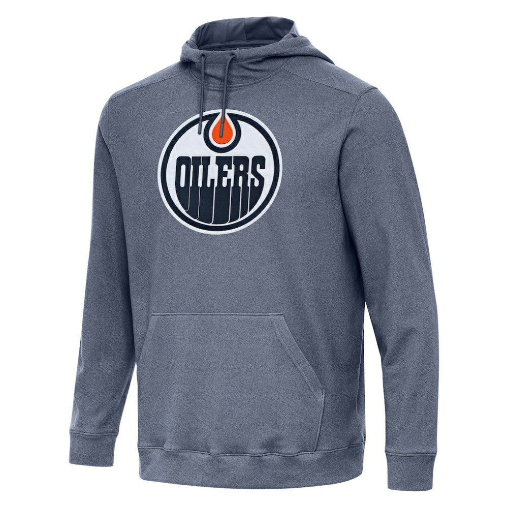 NHL Edmonton Oilers Antigua Cloud Pullover Hoodie - Heather Navy