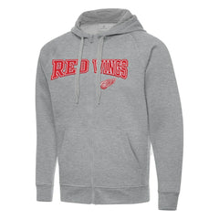 NHL Detroit Red Wings Antigua Big & Tall Victory Full-Zip Hoodie - Heather Gray