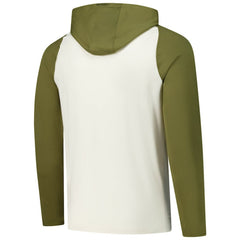 NHL Edmonton Oilers Antigua Intrepid Sand Raglan Long Sleeve Hoodie T-Shirt - Cream/Olive