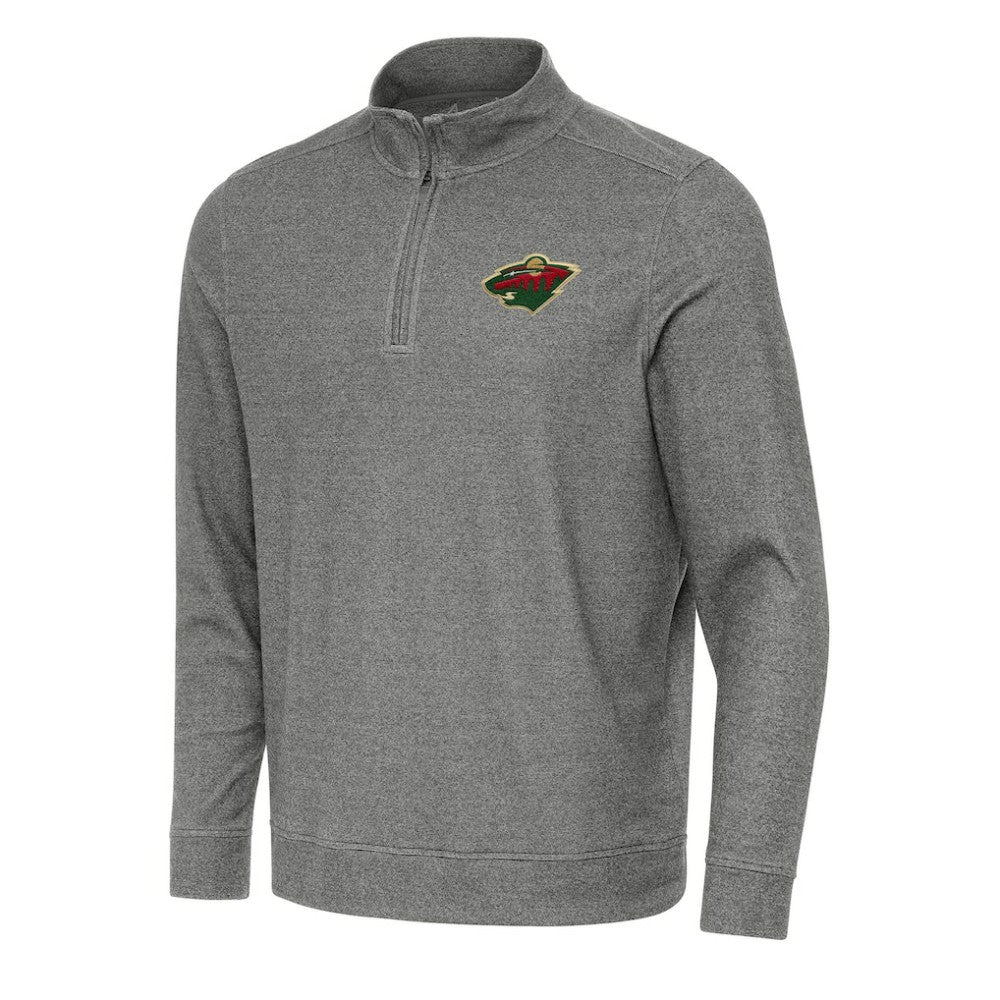 NHL Minnesota Wild Antigua Subtle Quarter-Zip Sweatshirt - Heather Black
