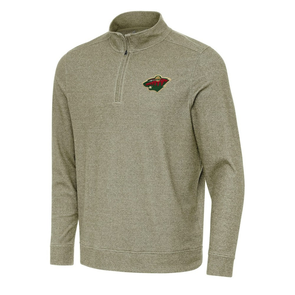 NHL Minnesota Wild Antigua Subtle Quarter-Zip Sweatshirt - Olive