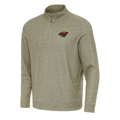 NHL Minnesota Wild Antigua Subtle Quarter-Zip Sweatshirt - Olive