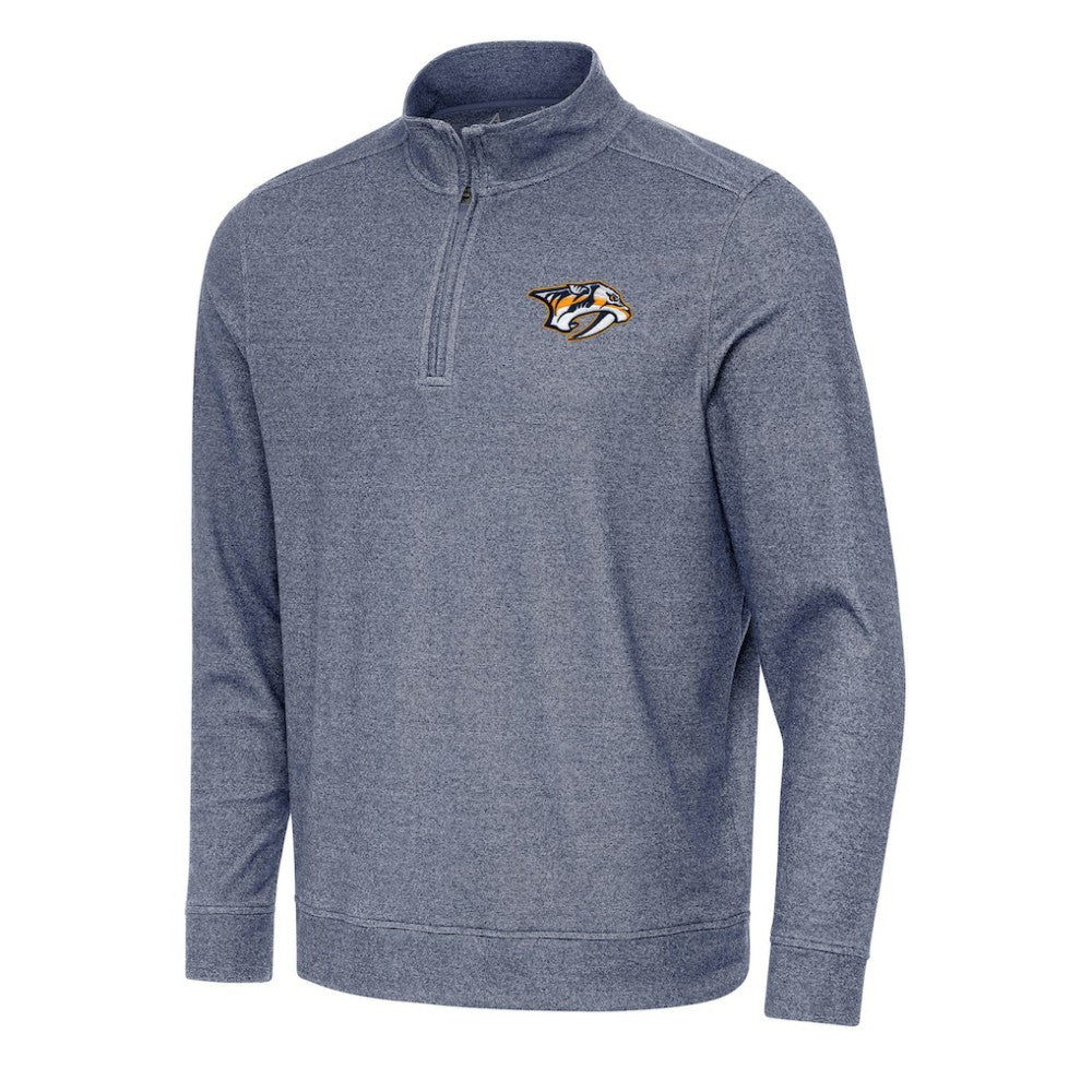 NHL Nashville Predators Antigua Subtle Quarter-Zip Sweatshirt - Heather Navy