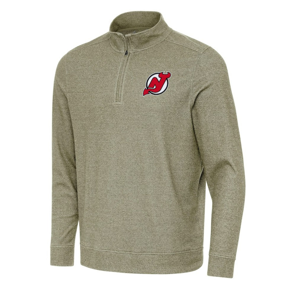 NHL New Jersey Devils Antigua Subtle Quarter-Zip Sweatshirt - Olive