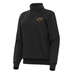 NHL Minnesota Wild Antigua Women's Victory Quarter-Zip Sweatshirt - Black