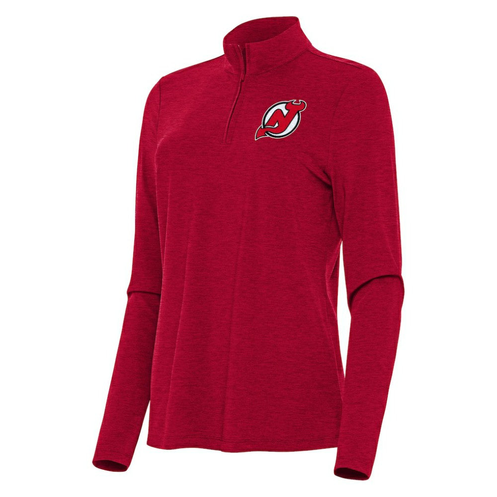 NHL New Jersey Devils Antigua Women's Bright Quarter-Zip Top - Heather Red