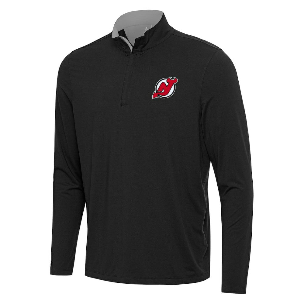 NHL New Jersey Devils Antigua Content Quarter-Zip Pullover Top - Black/Gray