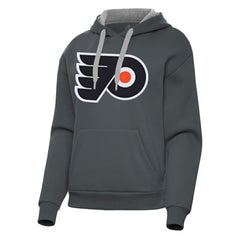 NHL Philadelphia Flyers Antigua Women's Victory Pullover Hoodie - Charcoal