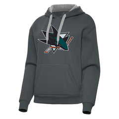 NHL San Jose Sharks Antigua Women's Victory Pullover Hoodie - Charcoal