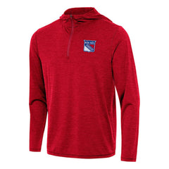 NHL New York Rangers Antigua Tidy Quarter-Zip Hoodie - Heather Red