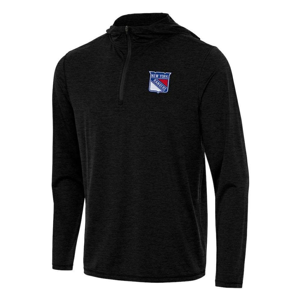 NHL New York Rangers Antigua Tidy Quarter-Zip Hoodie - Heather Black