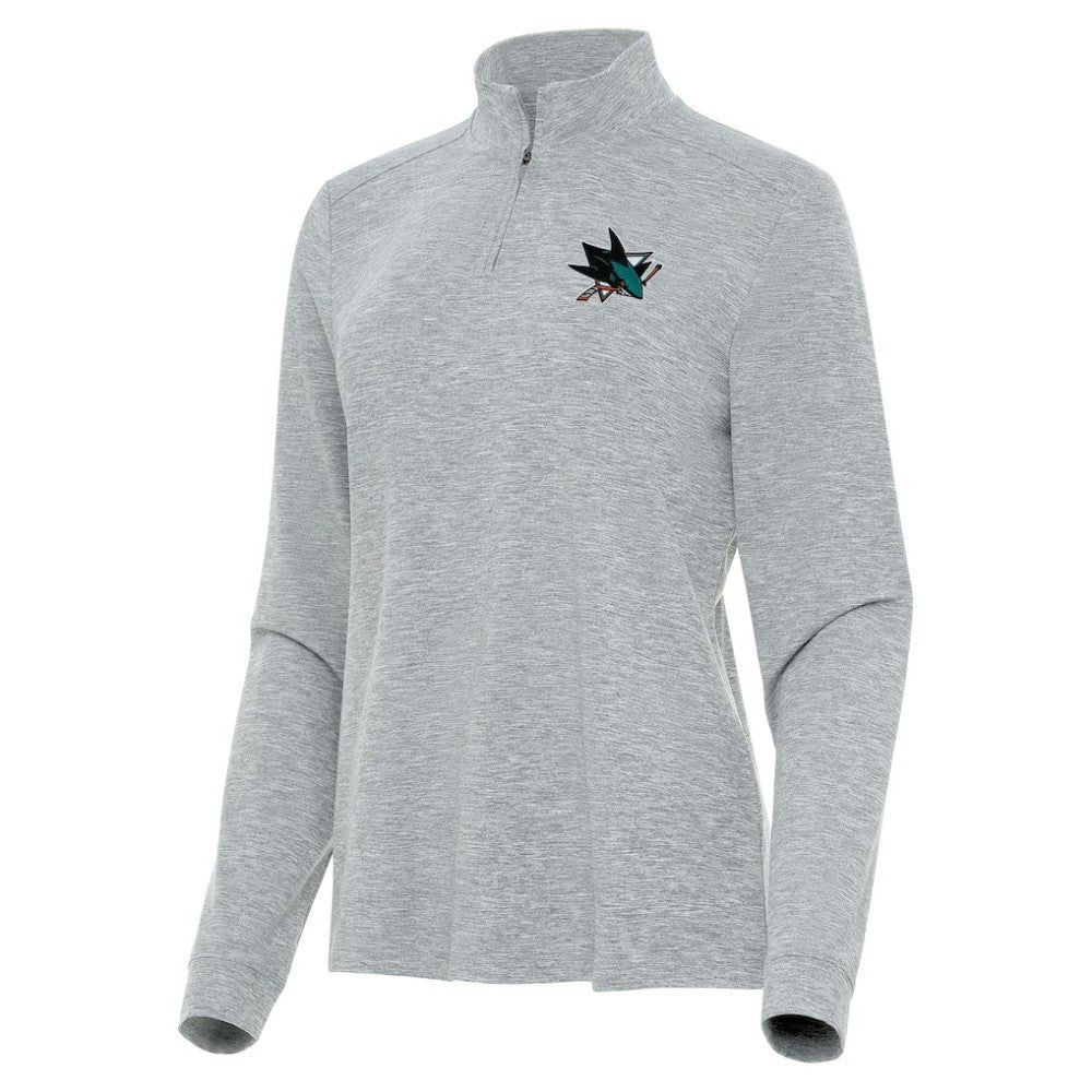 NHL San Jose Sharks Antigua Women's Mentor Quarter-Zip Mock Long Sleeve Top - Heather Gray