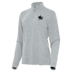 NHL San Jose Sharks Antigua Women's Mentor Quarter-Zip Mock Long Sleeve Top - Heather Gray