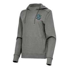 NHL Seattle Kraken Antigua Women's Justice Pullover Hoodie - Heather Black