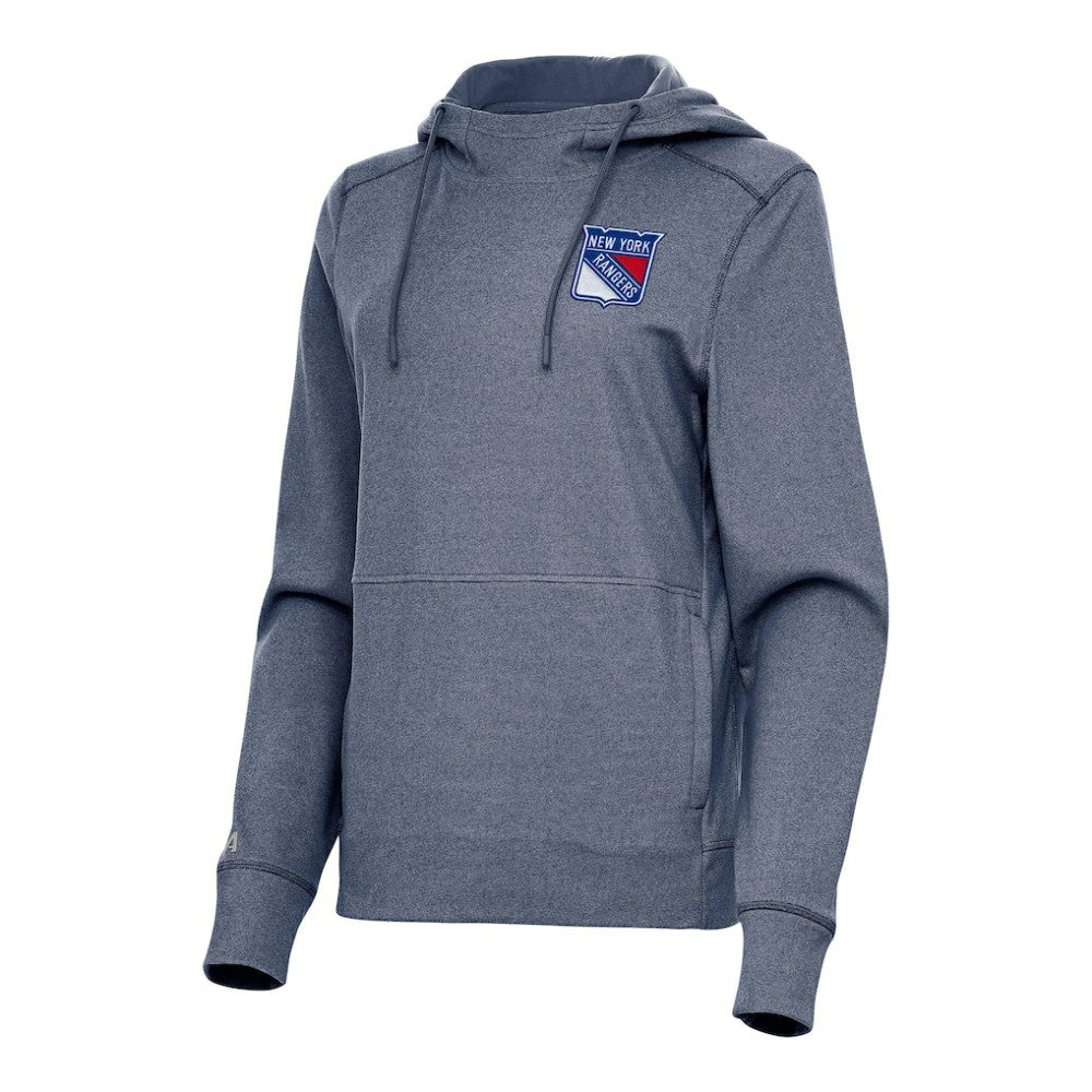 NHL New York Rangers Antigua Women's Justice Pullover Hoodie - Heather Navy