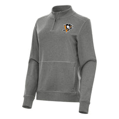NHL Pittsburgh Penguins Antigua Women's Crush Quarter-Zip Fleece Sweatshirt - Heather Black
