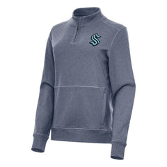 NHL Seattle Kraken Antigua Women's Crush Quarter-Zip Fleece Sweatshirt - Heather Navy