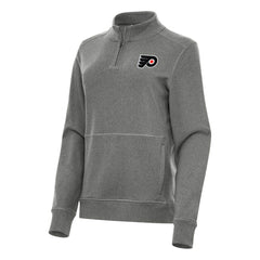 NHL Philadelphia Flyers Antigua Women's Crush Quarter-Zip Fleece Sweatshirt - Heather Black