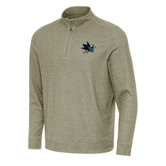 NHL San Jose Sharks Antigua Subtle Quarter-Zip Sweatshirt - Olive