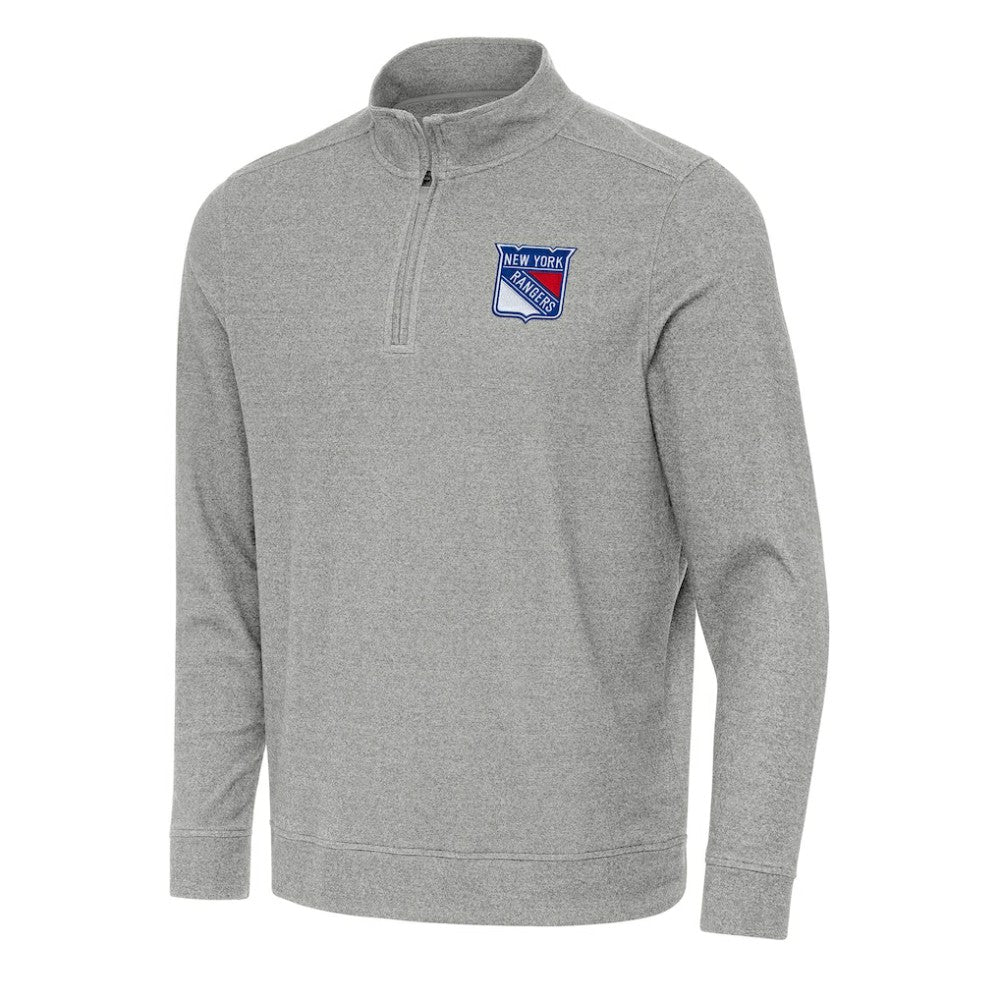NHL New York Rangers Antigua Subtle Quarter-Zip Sweatshirt - Heather Gray