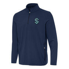 NHL Seattle Kraken Antigua Perilous Quarter-Zip Sweatshirt - Navy