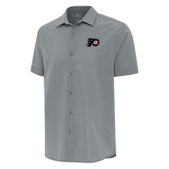 NHL Philadelphia Flyers Antigua Activate Woven Short Sleeve Button-Up Shirt - Gray