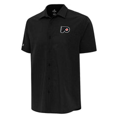 NHL Philadelphia Flyers Antigua Activate Woven Short Sleeve Button-Up Shirt - Black