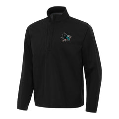 NHL San Jose Sharks Antigua Brisk Quarter-Zip Windbreaker - Black