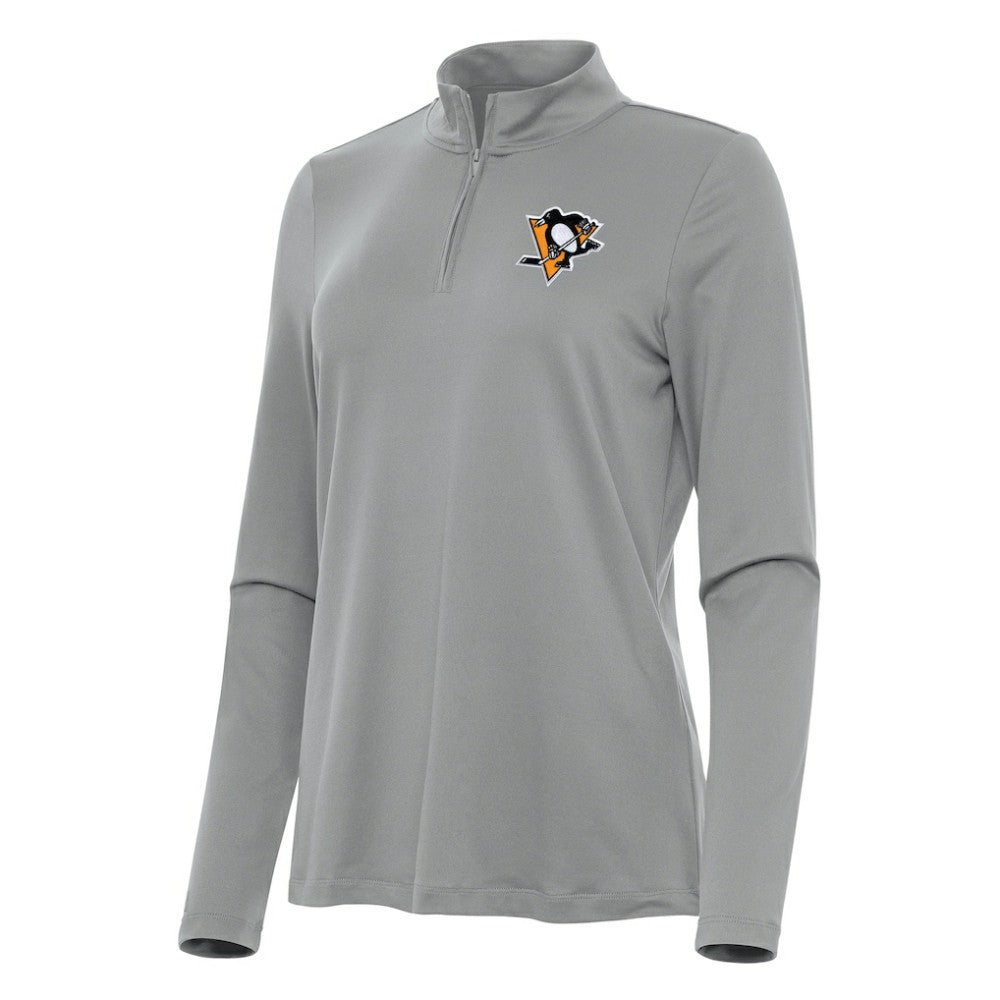 NHL Pittsburgh Penguins Antigua Women's Reprocess Quarter-Zip Top - Gray