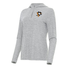 NHL Pittsburgh Penguins Antigua Women's Daybreak Quarter-Zip Hoodie - Heather Gray