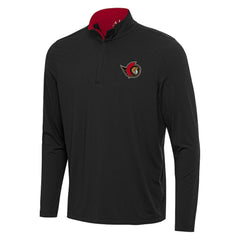 NHL Ottawa Senators Antigua Content Quarter-Zip Pullover Top - Black/Red